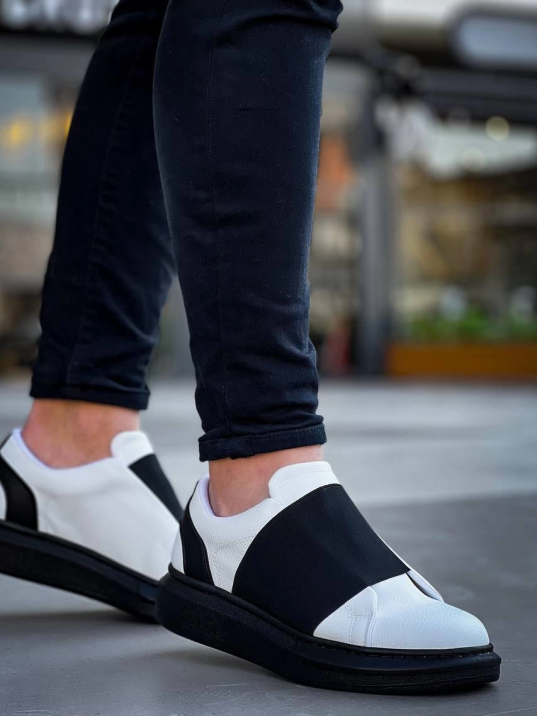 Kb-040 Kuback Beyaz Cilt Siyah Yüksek Taban Lastikli Günlük Erkek Ayakkabı Kb-040 Kuback Beyaz Cilt Siyah Yüksek Taban Lastikli Günlük Erkek Ayakkabı