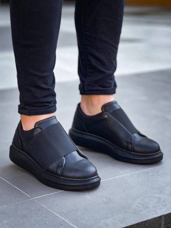 Kb-040 Kuback Siyah Cilt Siyah Yüksek Taban Lastikli Günlük Erkek Ayakkabı Kb-040 Kuback Siyah Cilt Siyah Yüksek Taban Lastikli Günlük Erkek Ayakkabı