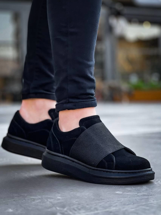 Kb-040  Kuback Siyah Süet Siyah Taban  Lastikli  Günlük Erkek  Ayakkabı