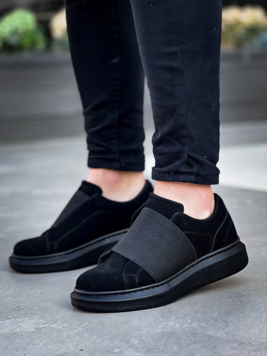 Kb-040  Kuback Siyah Süet Siyah Taban  Lastikli  Günlük Erkek  Ayakkabı