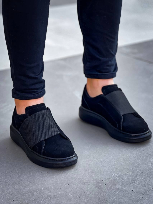 Kb-040  Kuback Siyah Süet Siyah Taban  Lastikli  Günlük Erkek  Ayakkabı