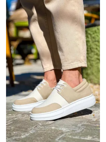 Kb-042  Kuback Bağcıklı Bej Günlük Erkek Ayakkabı