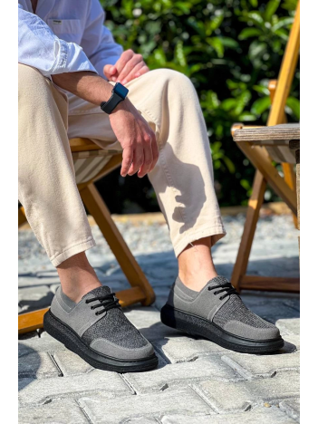 KB-042  Kuback Bağcıklı Gri Siyah Taban Günlük Erkek Ayakkabı KB-042  Kuback Bağcıklı Gri Siyah Taban Günlük Erkek Ayakkabı