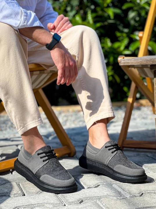 KB-042  Kuback Bağcıklı Gri Siyah Taban Günlük Erkek Ayakkabı KB-042  Kuback Bağcıklı Gri Siyah Taban Günlük Erkek Ayakkabı