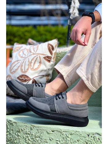 KB-042  Kuback Bağcıklı Gri Siyah Taban Günlük Erkek Ayakkabı KB-042  Kuback Bağcıklı Gri Siyah Taban Günlük Erkek Ayakkabı