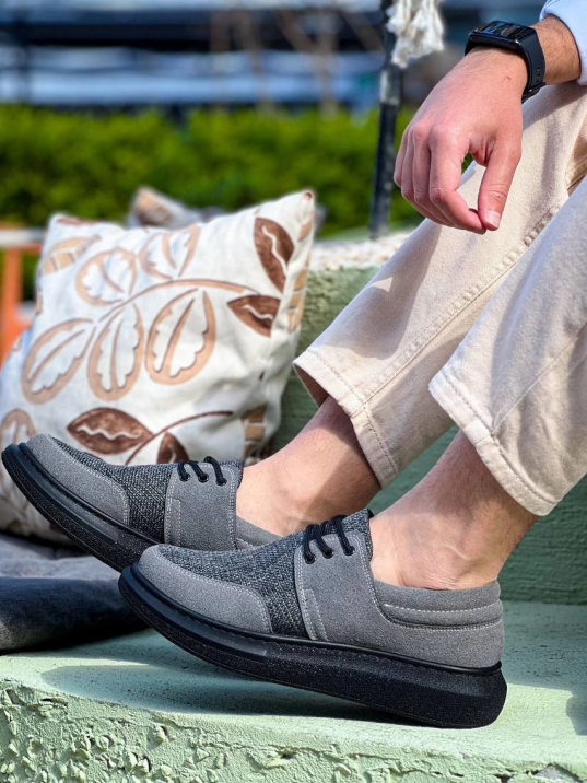 KB-042  Kuback Bağcıklı Gri Siyah Taban Günlük Erkek Ayakkabı KB-042  Kuback Bağcıklı Gri Siyah Taban Günlük Erkek Ayakkabı