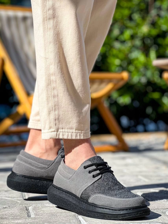 KB-042  Kuback Bağcıklı Gri Siyah Taban Günlük Erkek Ayakkabı KB-042  Kuback Bağcıklı Gri Siyah Taban Günlük Erkek Ayakkabı