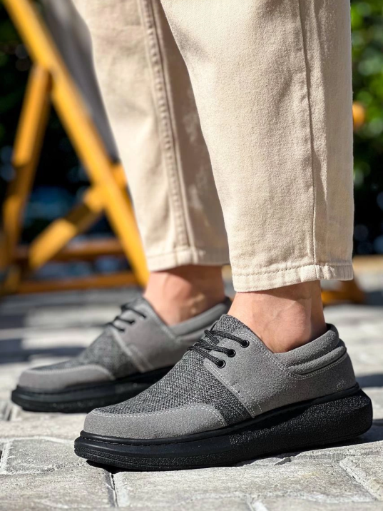 KB-042  Kuback Bağcıklı Gri Siyah Taban Günlük Erkek Ayakkabı KB-042  Kuback Bağcıklı Gri Siyah Taban Günlük Erkek Ayakkabı