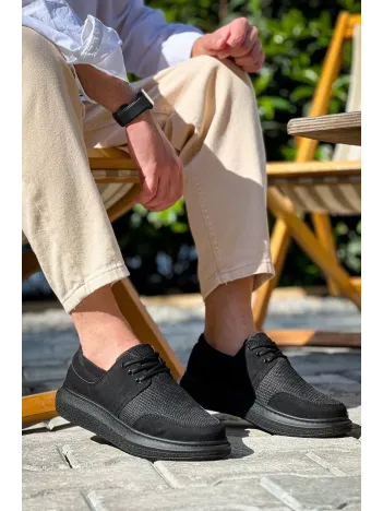 Kb-042  Kuback Bağcıklı  Siyah Deri Tozu Siyah Taban Günlük Erkek Ayakkabı