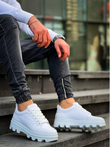 KB-056 Kuback Beyaz Cilt Beyaz Yüksek Taban Günlük Spor Ayakkabı