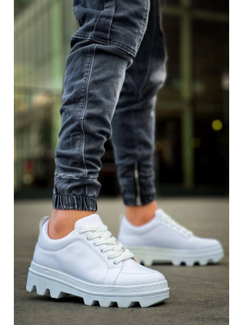 KB-056 Kuback Beyaz Cilt Beyaz Yüksek Taban Günlük Spor Ayakkabı