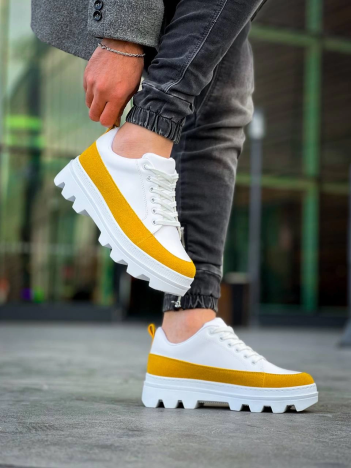KB-056 Kuback Beyaz Sarı Detaylı Beyaz Yüksek Taban Günlük Spor Ayakkabı KB-056 Kuback Beyaz Sarı Detaylı Beyaz Yüksek Taban Günlük Spor Ayakkabı