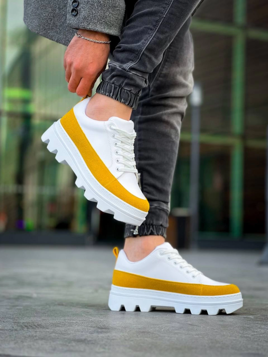 KB-056 Kuback Beyaz Sarı Detaylı Beyaz Yüksek Taban Günlük Spor Ayakkabı KB-056 Kuback Beyaz Sarı Detaylı Beyaz Yüksek Taban Günlük Spor Ayakkabı