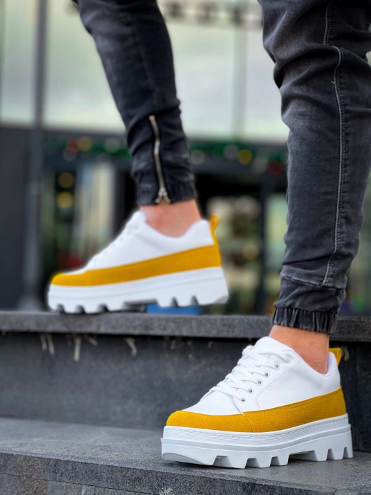 KB-056 Kuback Beyaz Sarı Detaylı Beyaz Yüksek Taban Günlük Spor Ayakkabı KB-056 Kuback Beyaz Sarı Detaylı Beyaz Yüksek Taban Günlük Spor Ayakkabı