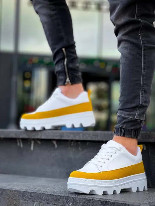 Kb-056 Kuback Beyaz Sarı Detaylı Beyaz Yüksek Taban Günlük Spor Ayakkabı Kb-056 Kuback Beyaz Sarı Detaylı Beyaz Yüksek Taban Günlük Spor Ayakkabı