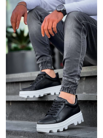 KB-056 Kuback Siyah Cilt Beyaz Yüksek Taban Günlük Spor Ayakkabı KB-056 Kuback Siyah Cilt Beyaz Yüksek Taban Günlük Spor Ayakkabı