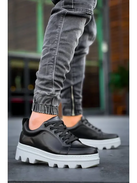 Kb-056 Kuback Siyah Cilt Beyaz Yüksek Taban Günlük Spor Ayakkabı Kb-056 Kuback Siyah Cilt Beyaz Yüksek Taban Günlük Spor Ayakkabı