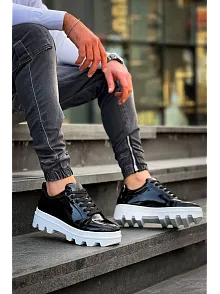 Kb-056 Kuback Siyah Rugan Beyaz Yüksek Taban Günlük Spor Ayakkabı
