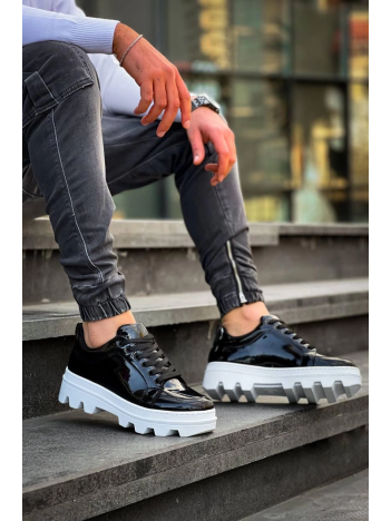 KB-056 Kuback Siyah Rugan Beyaz Yüksek Taban Günlük Spor Ayakkabı KB-056 Kuback Siyah Rugan Beyaz Yüksek Taban Günlük Spor Ayakkabı