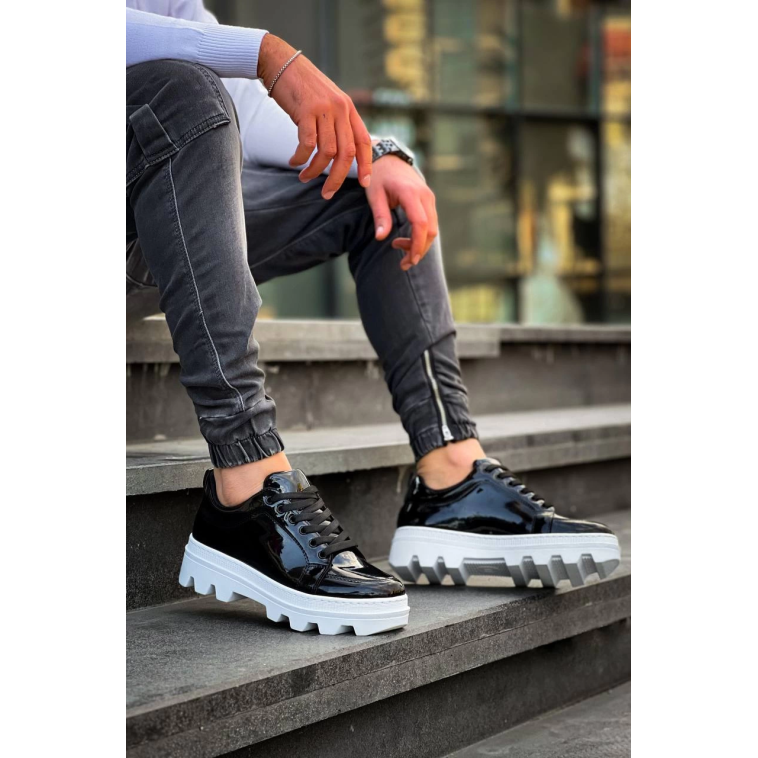 KB-056 Kuback Siyah Rugan Beyaz Yüksek Taban Günlük Spor Ayakkabı KB-056 Kuback Siyah Rugan Beyaz Yüksek Taban Günlük Spor Ayakkabı