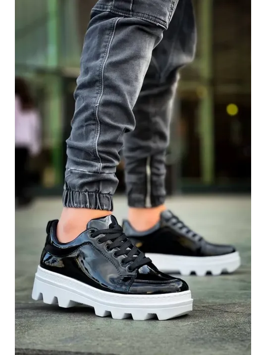 Kb-056 Kuback Siyah Rugan Beyaz Yüksek Taban Günlük Spor Ayakkabı Kb-056 Kuback Siyah Rugan Beyaz Yüksek Taban Günlük Spor Ayakkabı