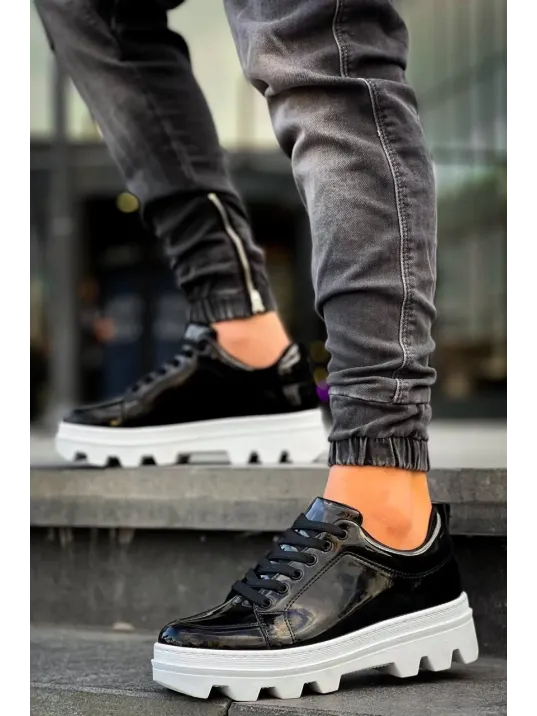 Kb-056 Kuback Siyah Rugan Beyaz Yüksek Taban Günlük Spor Ayakkabı Kb-056 Kuback Siyah Rugan Beyaz Yüksek Taban Günlük Spor Ayakkabı