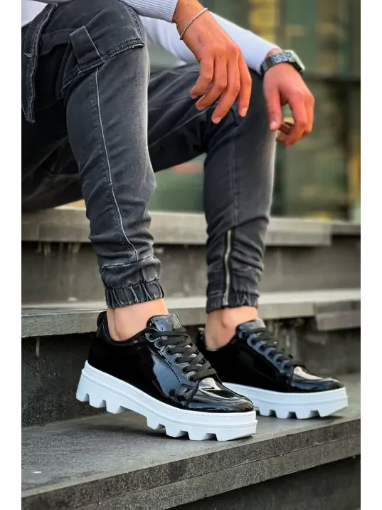 Kb-056 Kuback Siyah Rugan Beyaz Yüksek Taban Günlük Spor Ayakkabı Kb-056 Kuback Siyah Rugan Beyaz Yüksek Taban Günlük Spor Ayakkabı