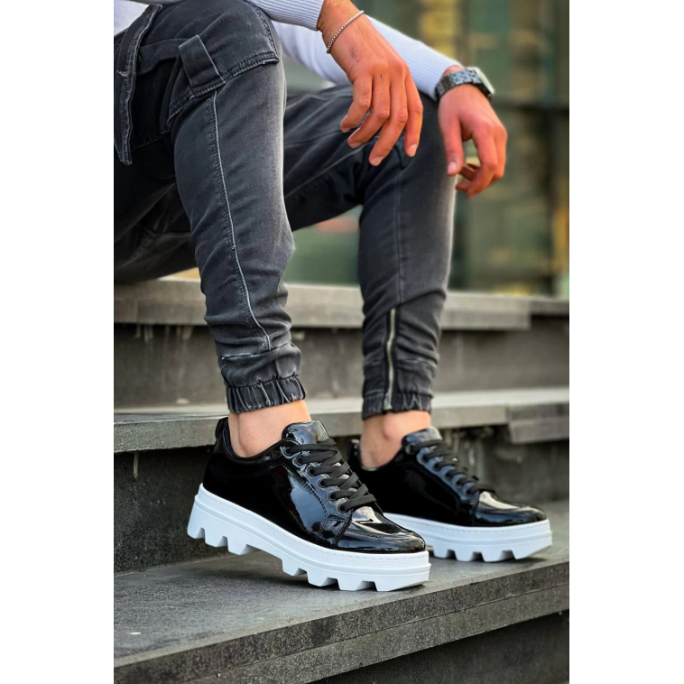 KB-056 Kuback Siyah Rugan Beyaz Yüksek Taban Günlük Spor Ayakkabı KB-056 Kuback Siyah Rugan Beyaz Yüksek Taban Günlük Spor Ayakkabı