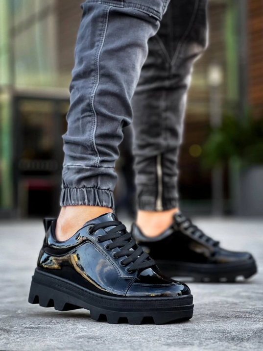 KB-056 Kuback Siyah Rugan Siyah Yüksek Taban Günlük Spor Ayakkabı KB-056 Kuback Siyah Rugan Siyah Yüksek Taban Günlük Spor Ayakkabı