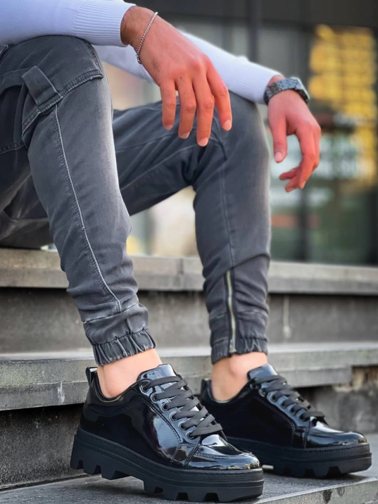 KB-056 Kuback Siyah Rugan Siyah Yüksek Taban Günlük Spor Ayakkabı KB-056 Kuback Siyah Rugan Siyah Yüksek Taban Günlük Spor Ayakkabı