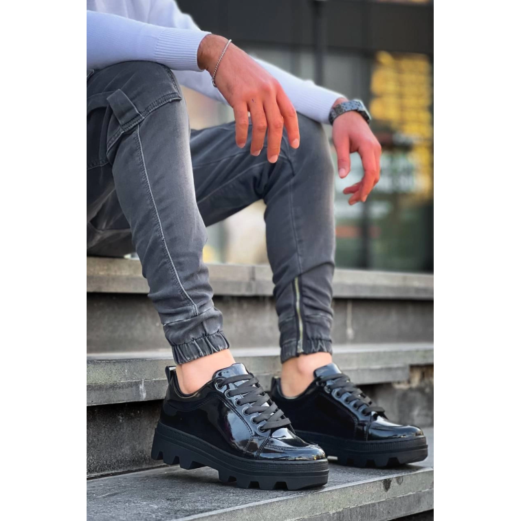 KB-056 Kuback Siyah Rugan Siyah Yüksek Taban Günlük Spor Ayakkabı KB-056 Kuback Siyah Rugan Siyah Yüksek Taban Günlük Spor Ayakkabı