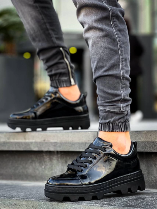 KB-056 Kuback Siyah Rugan Siyah Yüksek Taban Günlük Spor Ayakkabı KB-056 Kuback Siyah Rugan Siyah Yüksek Taban Günlük Spor Ayakkabı