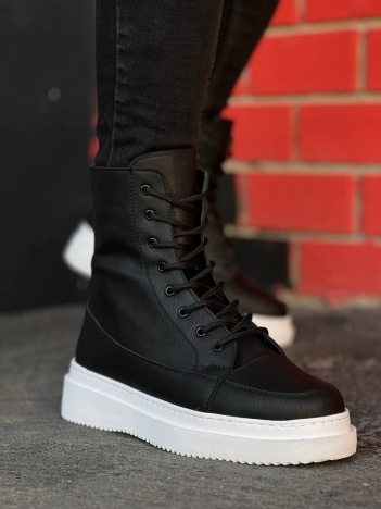 KB-0991  Kuback Siyah Cilt Yüksek Taban  Bağcıklı  Postal Bot KB-0991  Kuback Siyah Cilt Yüksek Taban  Bağcıklı  Postal Bot