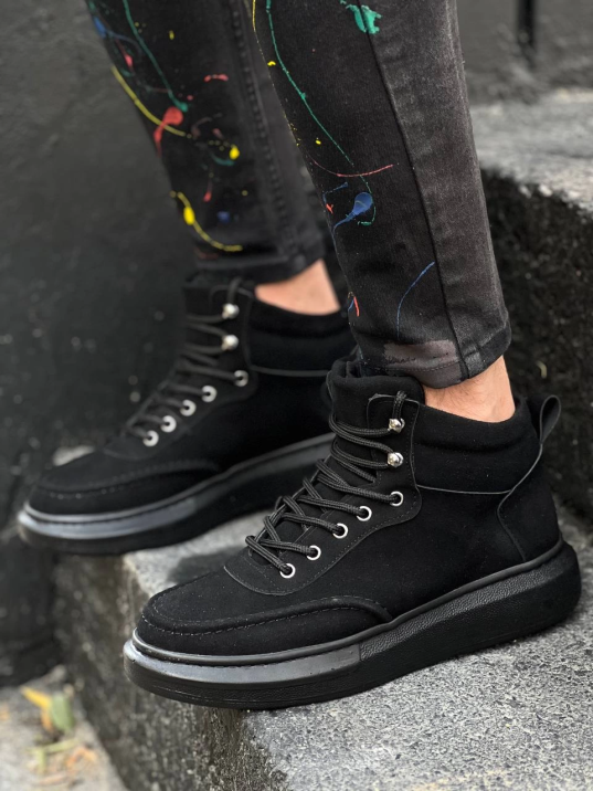 KB-0994  Kuback Siyah Süet Siyah Yüksek Taban  Erkek Bilek Bot KB-0994  Kuback Siyah Süet Siyah Yüksek Taban  Erkek Bilek Bot