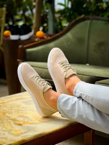 Kb-101 Kuback Bej Triko Bağcıklı Günlük Erkek Ayakkabı