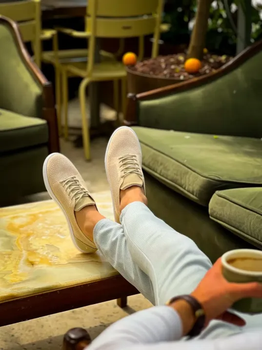 Kb-101 Kuback Bej Triko Bağcıklı Günlük Erkek Ayakkabı