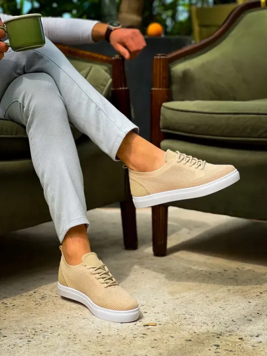 Kb-101 Kuback Bej Triko Bağcıklı Günlük Erkek Ayakkabı