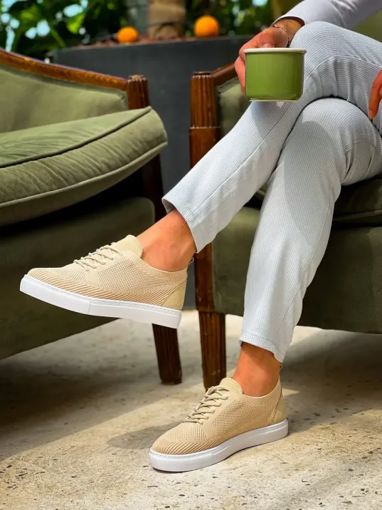 Kb-101 Kuback Bej Triko Bağcıklı Günlük Erkek Ayakkabı