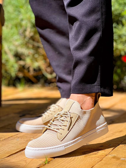 KB-110  Kuback Bej Triko Yüksek Taban Bağcıklı Günlük Erkek Ayakkabı KB-110  Kuback Bej Triko Yüksek Taban Bağcıklı Günlük Erkek Ayakkabı