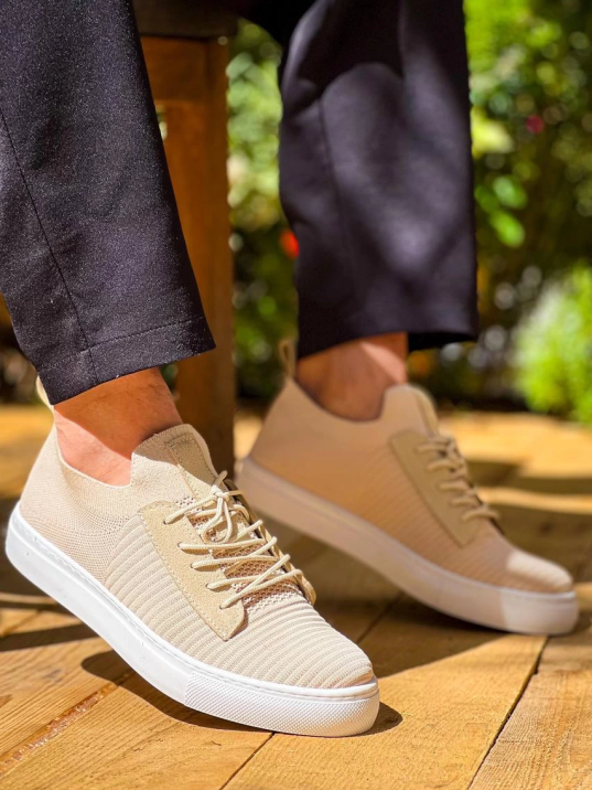 KB-110  Kuback Bej Triko Yüksek Taban Bağcıklı Günlük Erkek Ayakkabı KB-110  Kuback Bej Triko Yüksek Taban Bağcıklı Günlük Erkek Ayakkabı