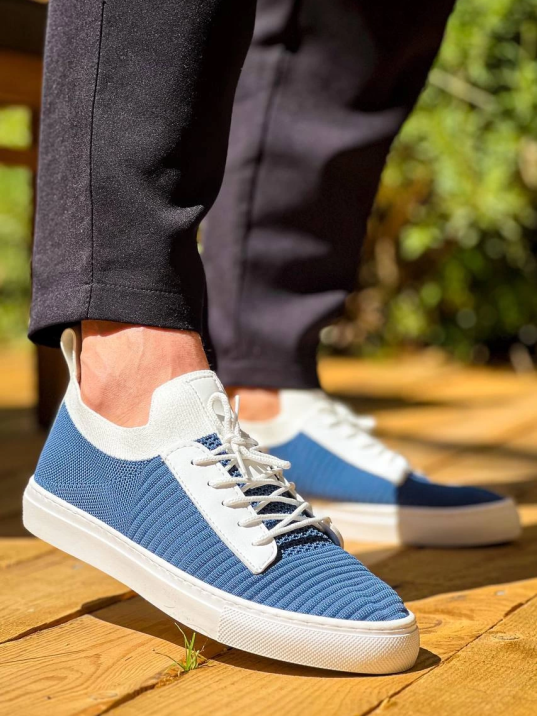 KB-110  Kuback Mavi Triko Yüksek Taban Bağcıklı Günlük Erkek Ayakkabı KB-110  Kuback Mavi Triko Yüksek Taban Bağcıklı Günlük Erkek Ayakkabı