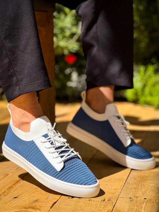 KB-110  Kuback Mavi Triko Yüksek Taban Bağcıklı Günlük Erkek Ayakkabı KB-110  Kuback Mavi Triko Yüksek Taban Bağcıklı Günlük Erkek Ayakkabı