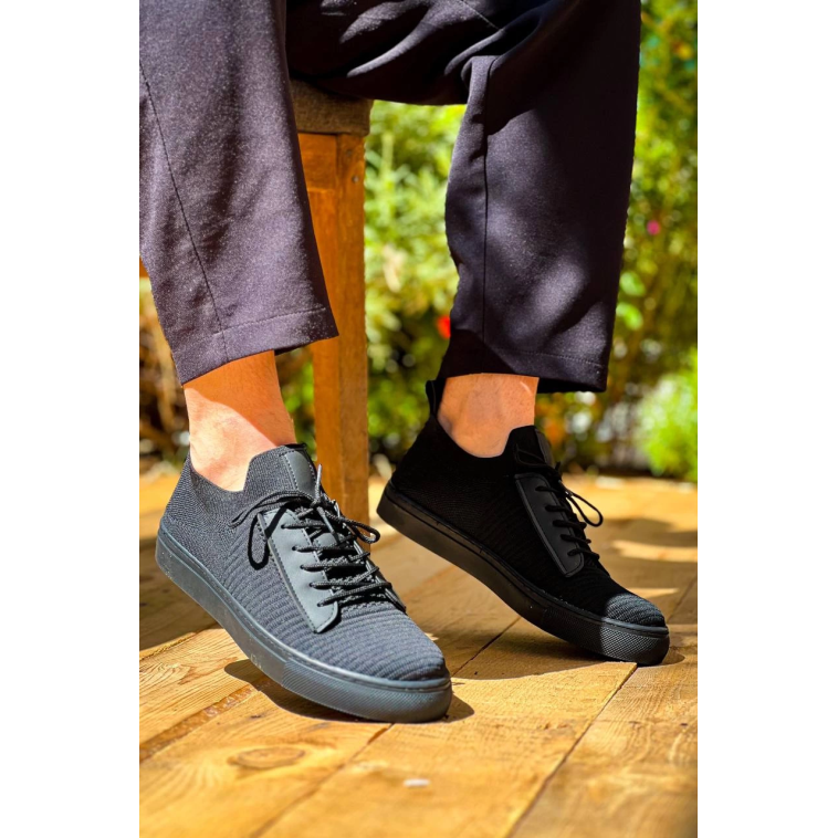 KB-110 Kuback Siyah Triko Siyah Yüksek Taban Bağcıklı Günlük Erkek Ayakkabı KB-110 Kuback Siyah Triko Siyah Yüksek Taban Bağcıklı Günlük Erkek Ayakkabı