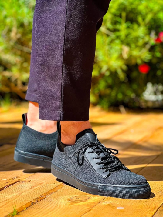 KB-110  Kuback Siyah Triko Siyah Yüksek Taban Bağcıklı Günlük Erkek Ayakkabı KB-110  Kuback Siyah Triko Siyah Yüksek Taban Bağcıklı Günlük Erkek Ayakkabı