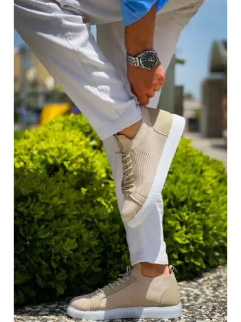 Kb-112   Kuback Bej Triko Bağcıklı  Günlük Erkek  Ayakkabı