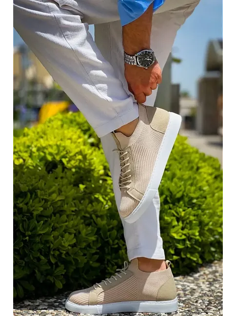 Kb-112   Kuback Bej Triko Bağcıklı  Günlük Erkek  Ayakkabı