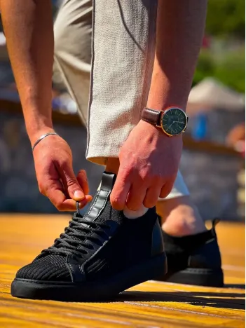 Kb-112  Kuback Siyah Siyah Tabantriko Bağcıklı  Günlük Erkek  Ayakkabı