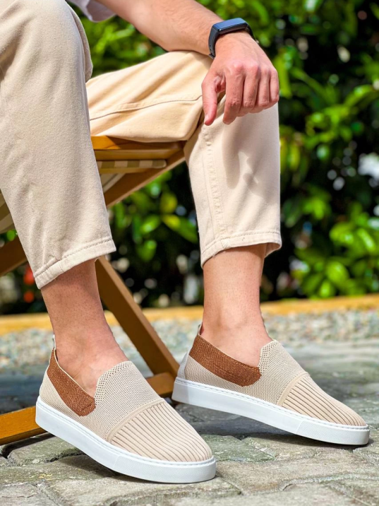 KB-114  Kuback Bej Taba Triko Yüksek Taban Bağcıksız Günlük Erkek Ayakkabı KB-114  Kuback Bej Taba Triko Yüksek Taban Bağcıksız Günlük Erkek Ayakkabı