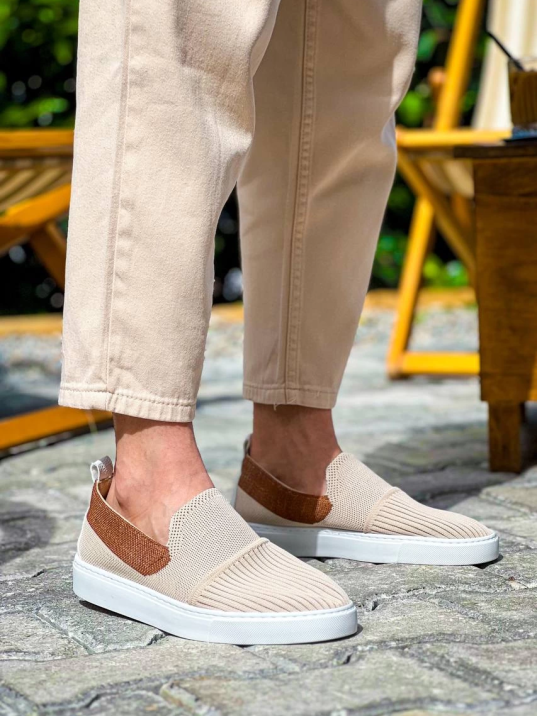 KB-114  Kuback Bej Taba Triko Yüksek Taban Bağcıksız Günlük Erkek Ayakkabı KB-114  Kuback Bej Taba Triko Yüksek Taban Bağcıksız Günlük Erkek Ayakkabı