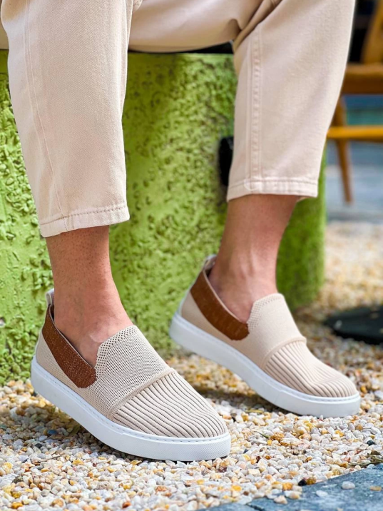 KB-114  Kuback Bej Taba Triko Yüksek Taban Bağcıksız Günlük Erkek Ayakkabı KB-114  Kuback Bej Taba Triko Yüksek Taban Bağcıksız Günlük Erkek Ayakkabı